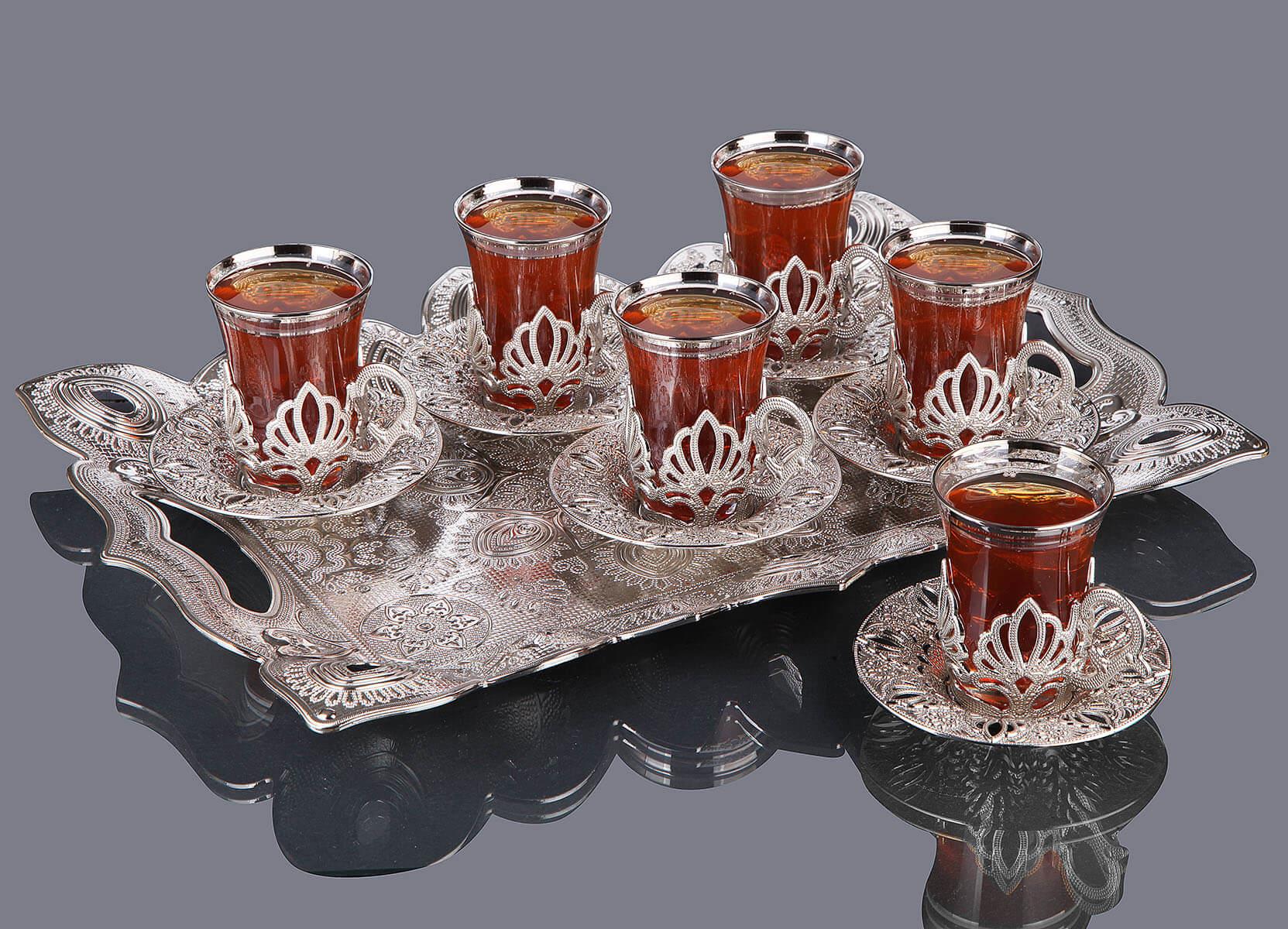 Ahu Tepsili Çay Takımı-Altın
