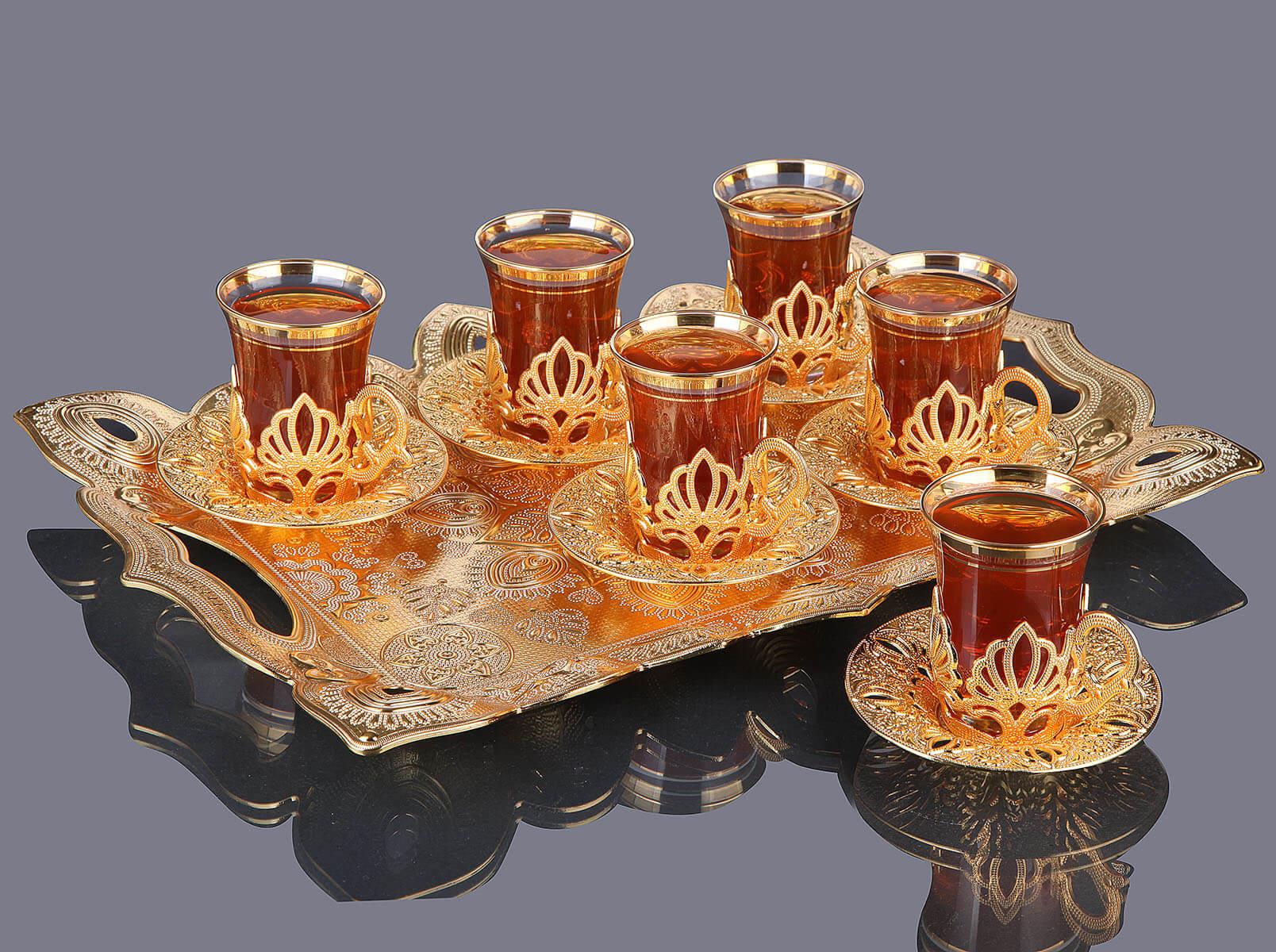 Ahu Tepsili Çay Takımı-Nikel