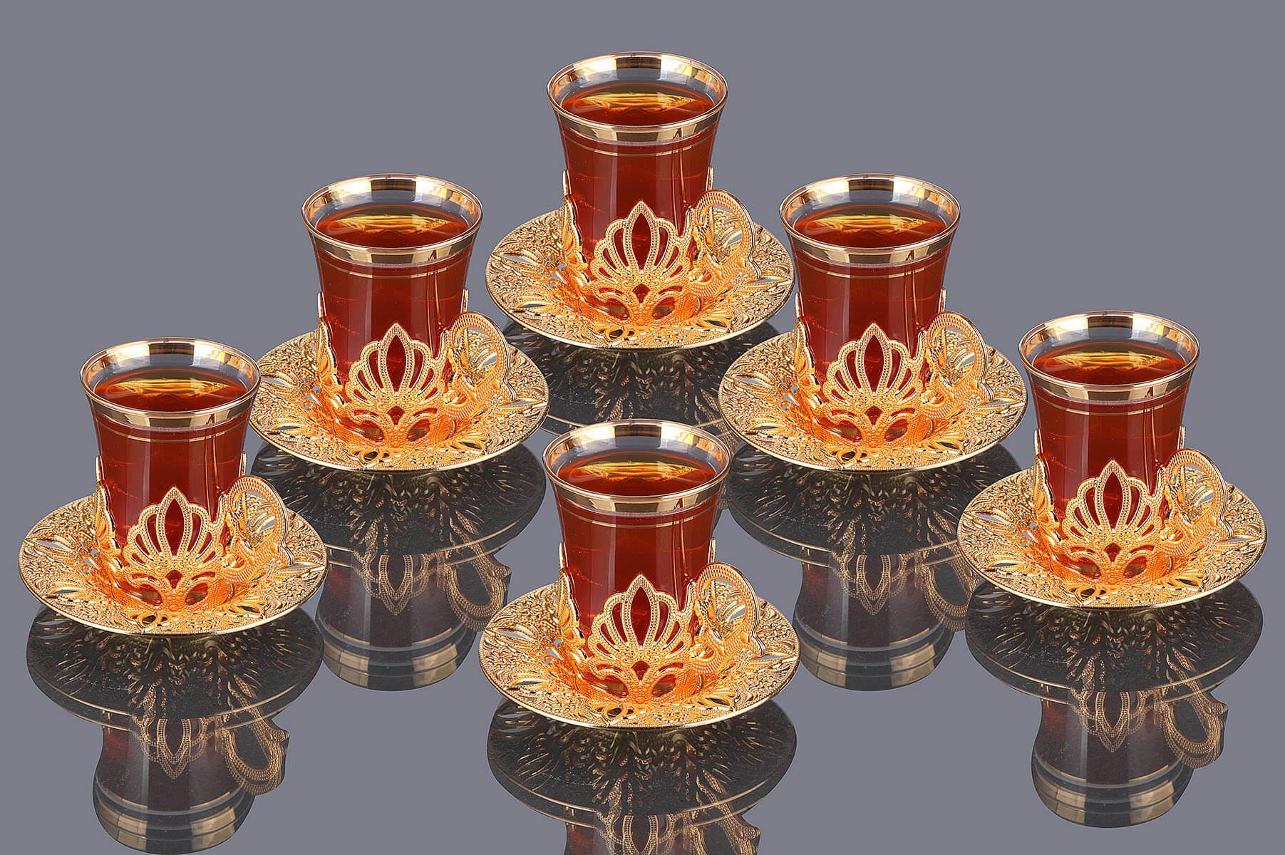 Busem Ahu Çay Seti 18 Parça-Altın