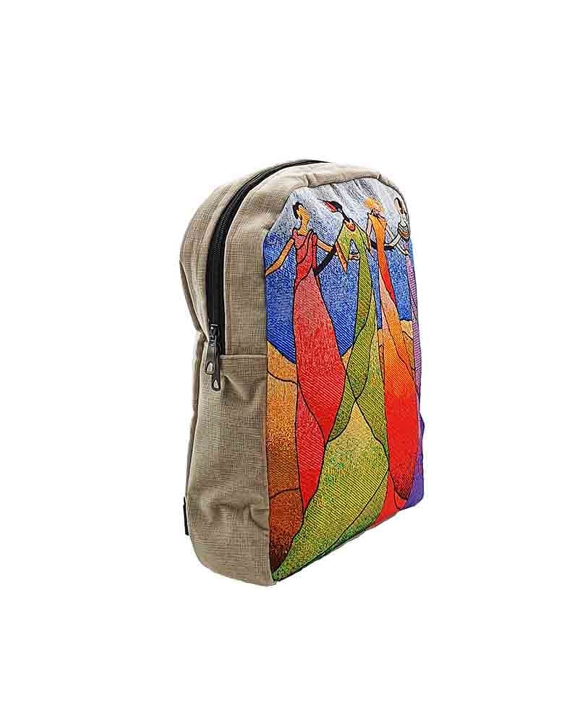 Dans Eden Kadınlar Desenli Goblen Dokuma Sırt Çantası