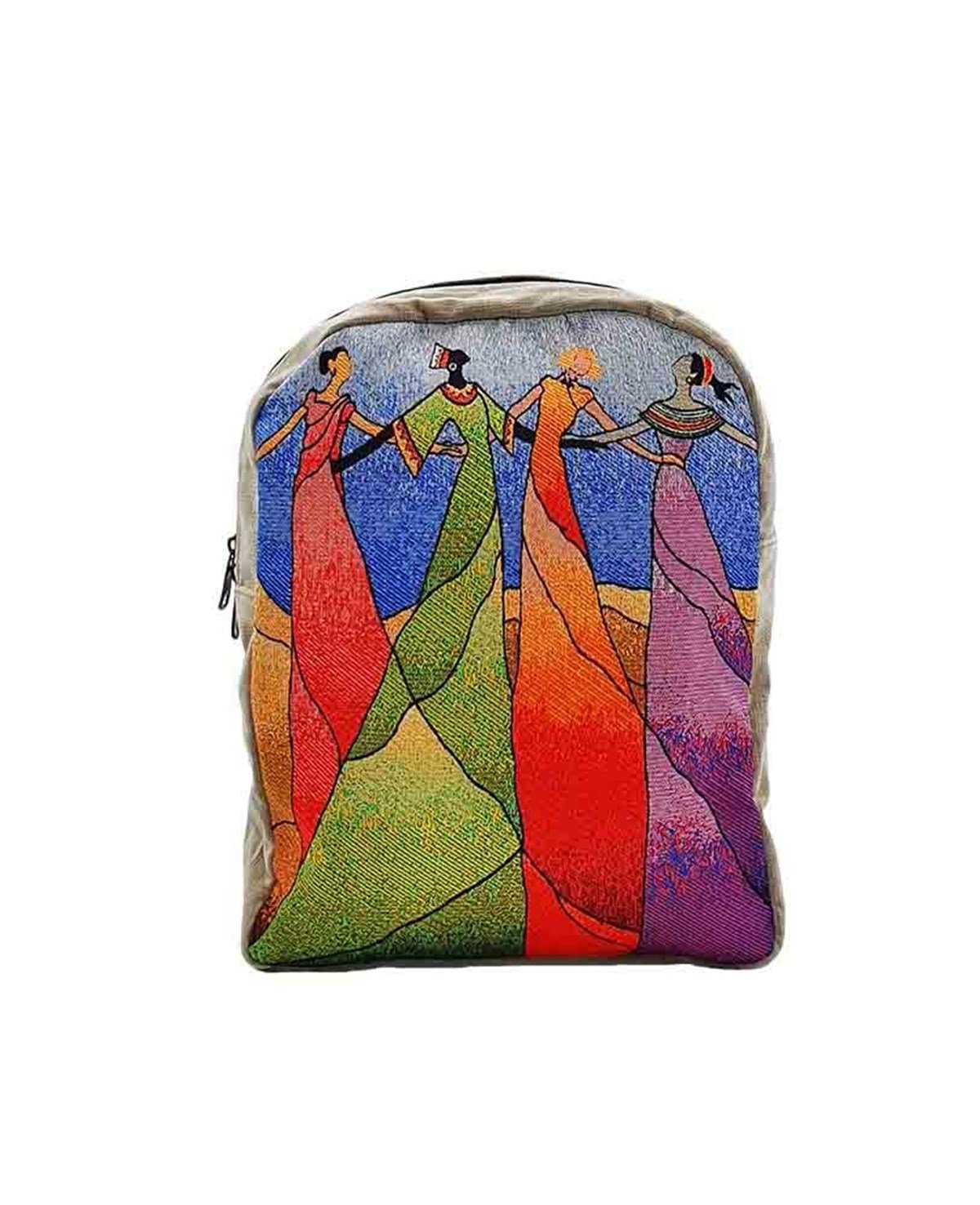 Dans Eden Kadınlar Desenli Goblen Dokuma Sırt Çantası