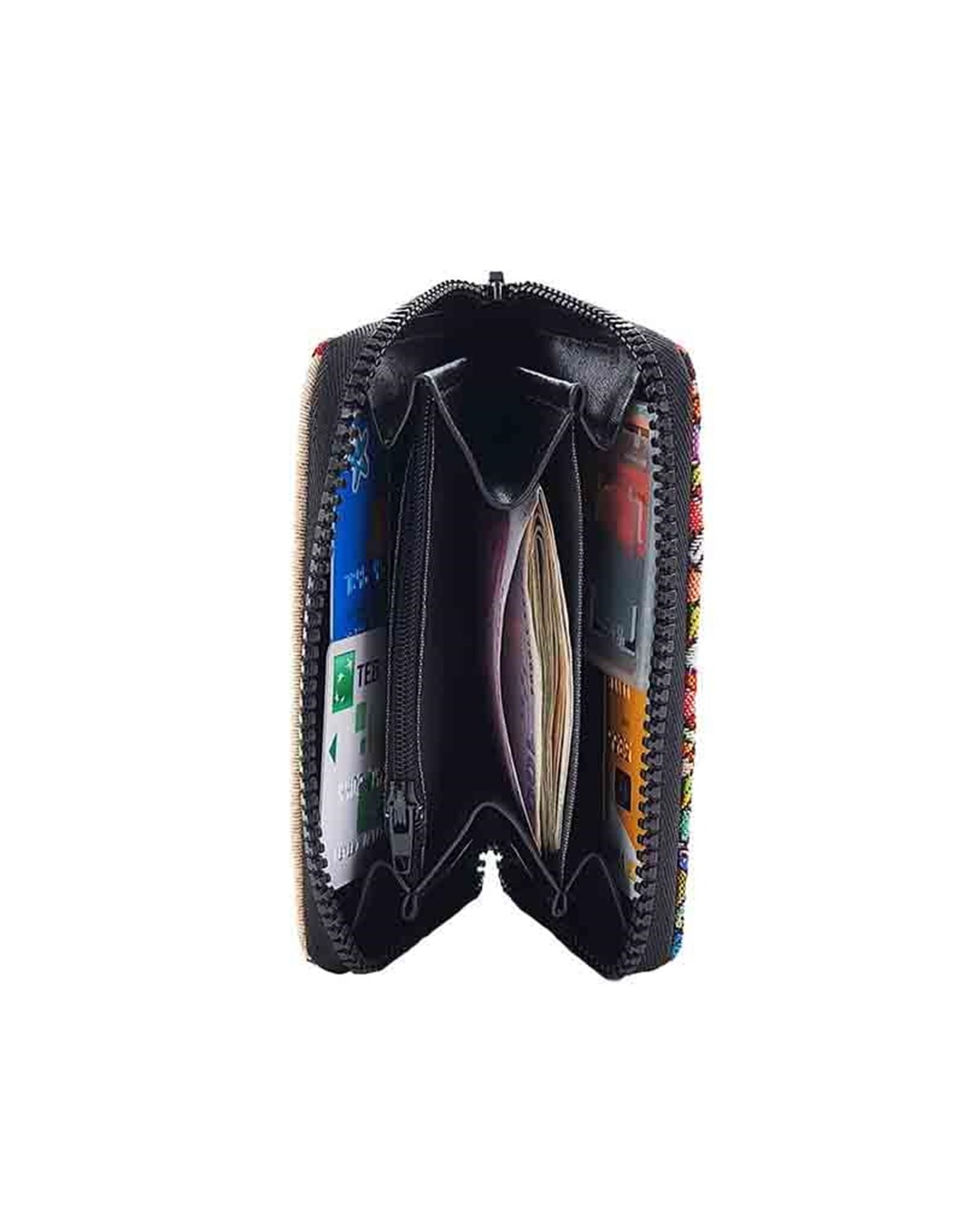 Etnik Desenli Çok Fonksiyonlu Fermuarlı El Cüzdanı