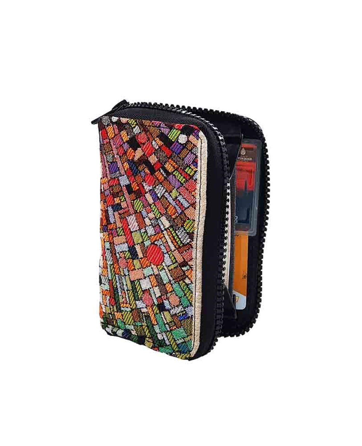 Etnik Desenli Çok Fonksiyonlu Fermuarlı El Cüzdanı