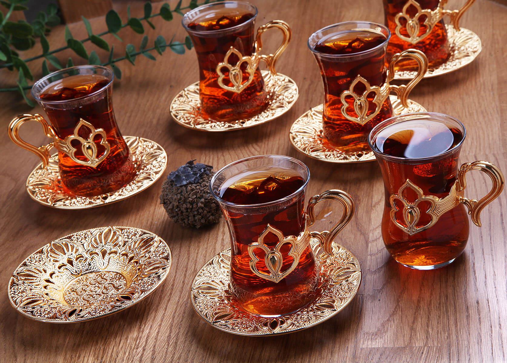 Busem Harman Çay Seti 18 Parça-Altın