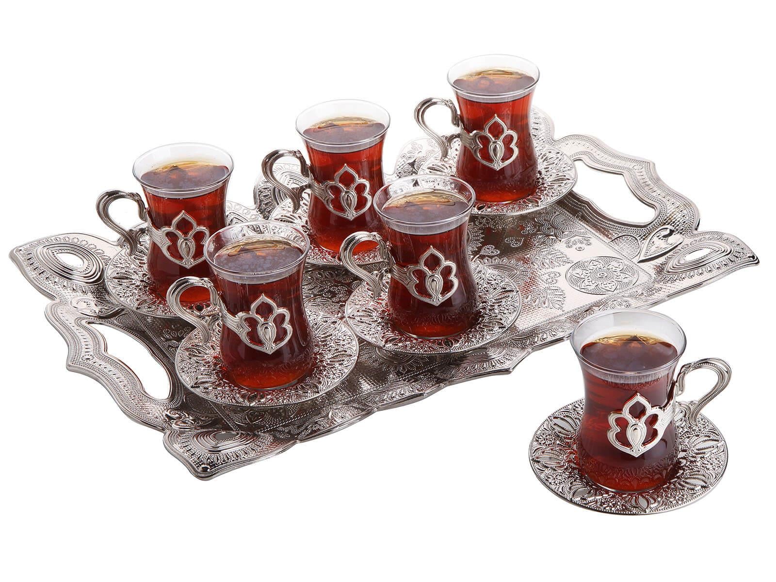 Harman Tepsili Çay Takımı-Nikel