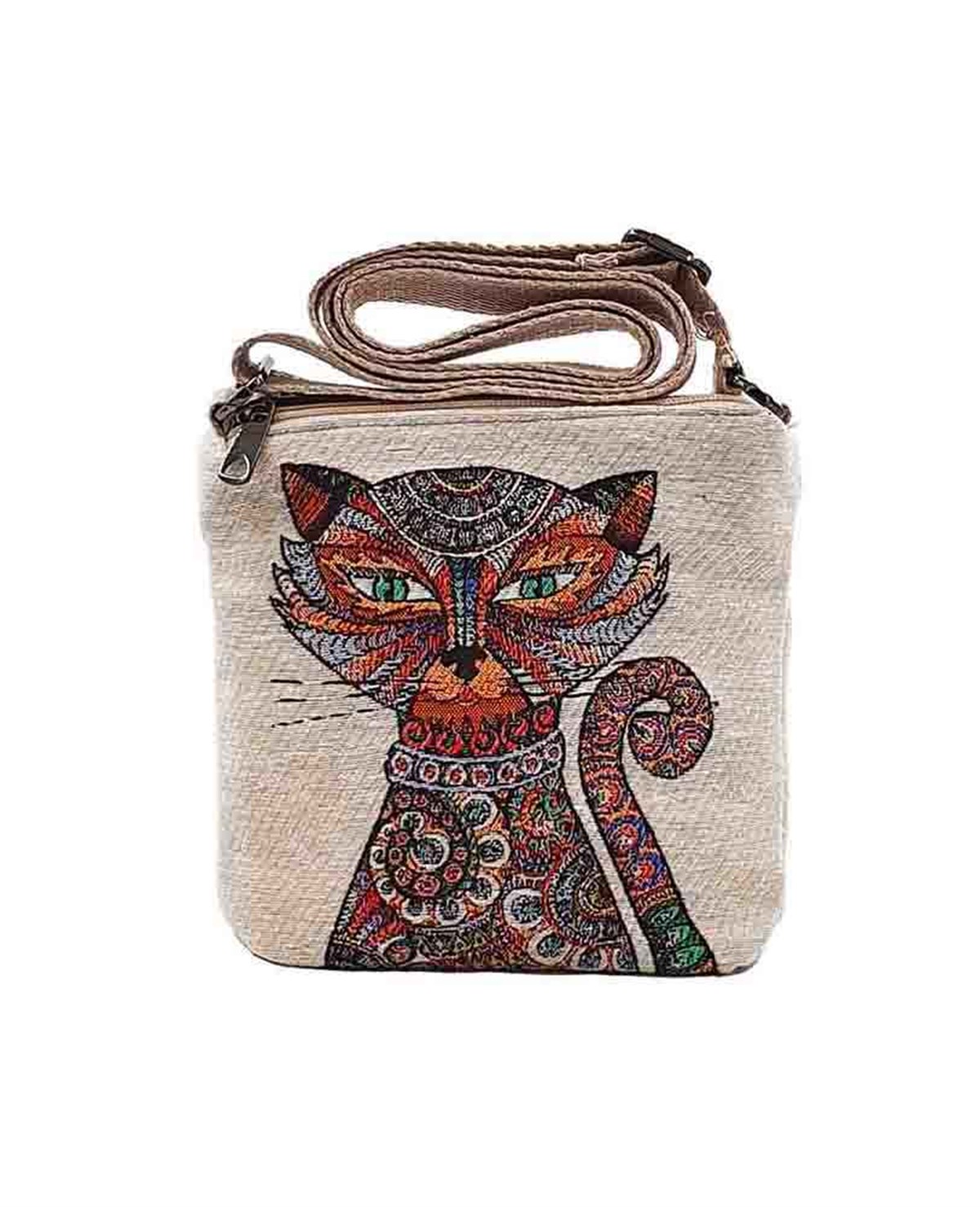 Sevimli Hayvan Desenli Goblen Dokuma Postacı Çantası