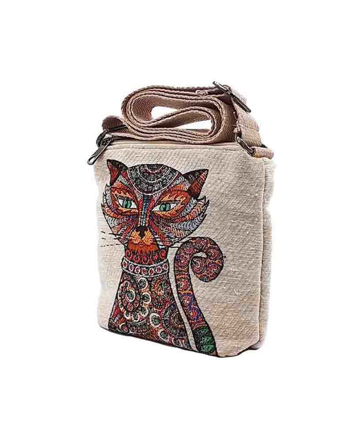 Sevimli Hayvan Desenli Goblen Dokuma Postacı Çantası