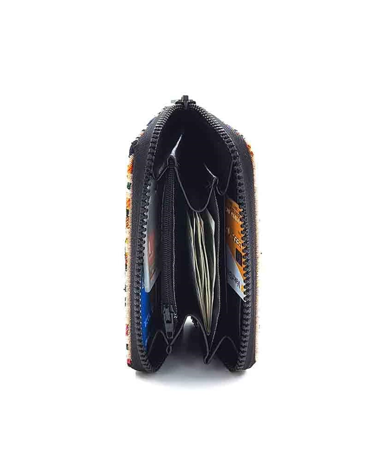 Kilim Desenli Goblen Dokuma Çok Gözlü Fermuarlı Cüzdan