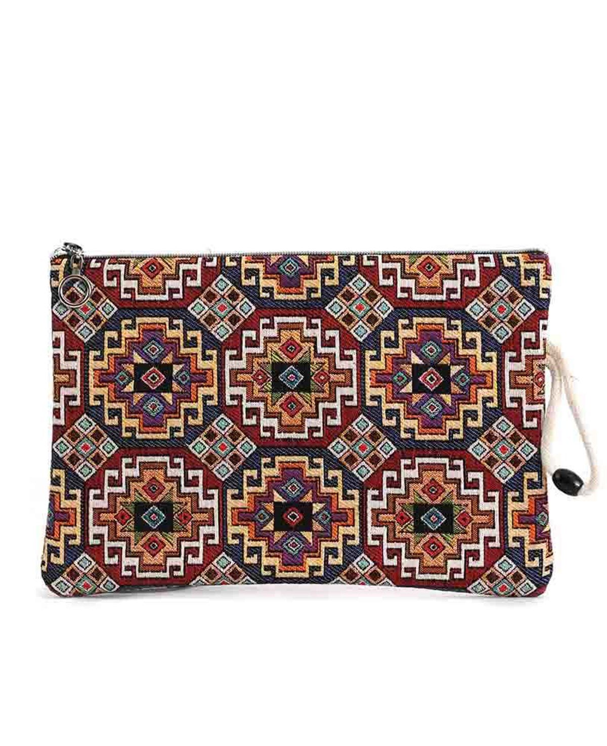 Kilim Desenli Goblen Dokuma Makyaj Çantası (Clutch)