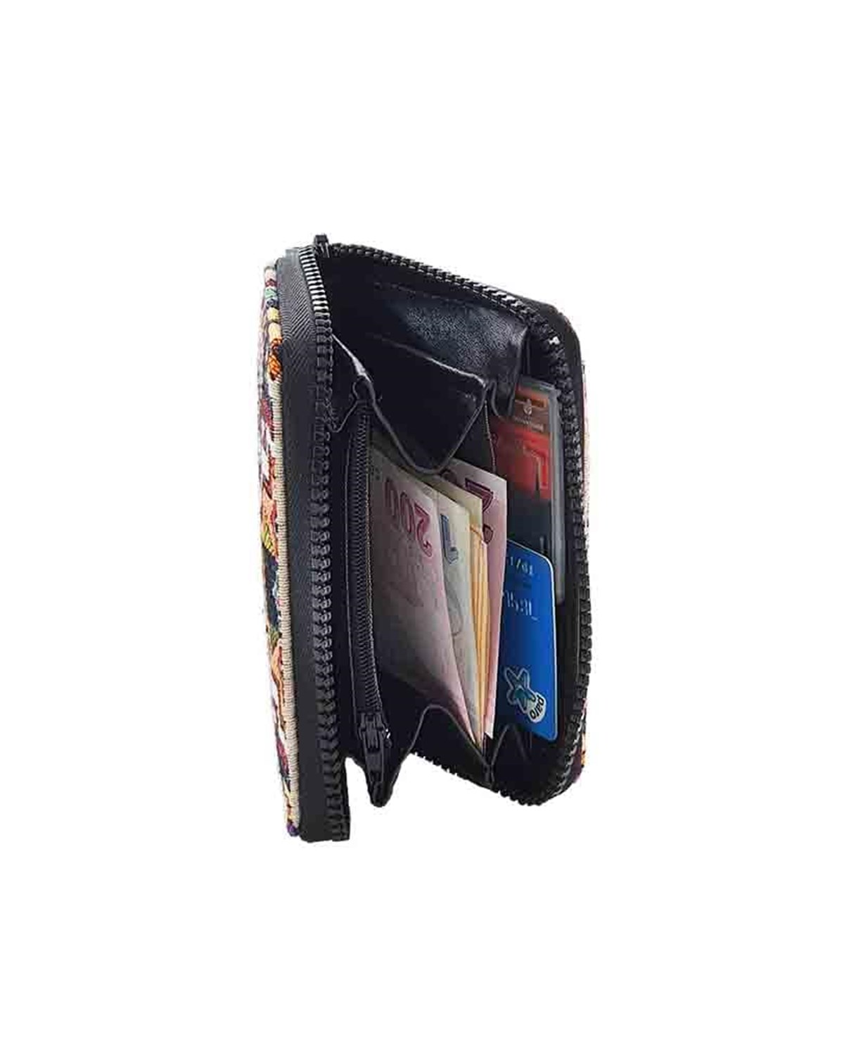 Kilim Desenli Goblen Dokuma Çok Fonksiyonlu Fermuarlı Cüzdan