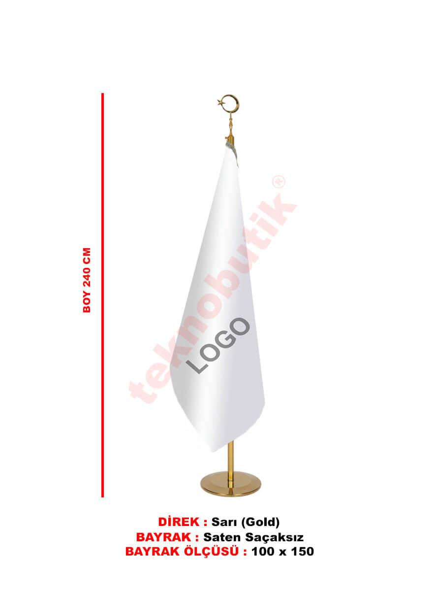 Makam Bayrağı Saçaksız Özel Baskılı Gold 100x150