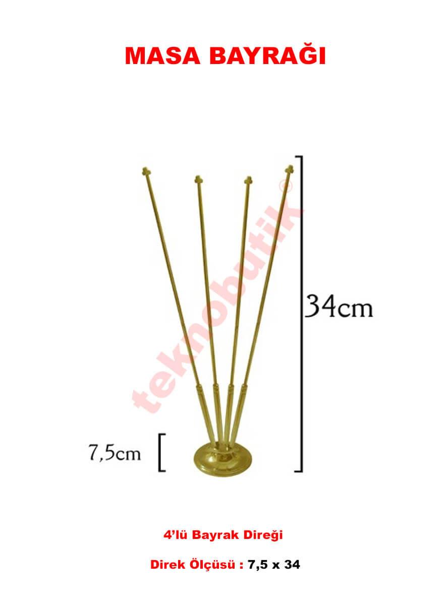 Masa Bayrağı Dörtlü Takım Özel Baskılı veya Ulus Bayraklı