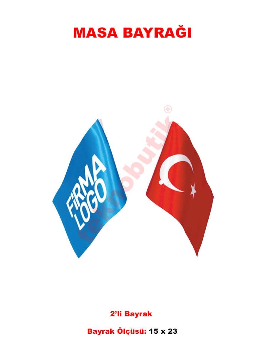 Masa Bayrağı İkili Takım Özel Baskılı veya Ulus Bayraklı