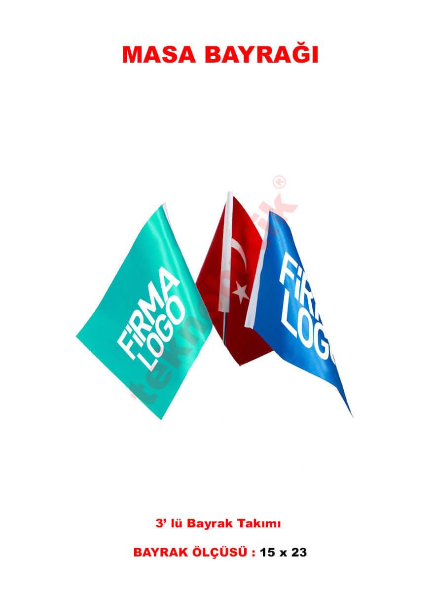 Masa Bayrağı Üçlü Takım Özel Baskılı veya Ulus Bayraklı