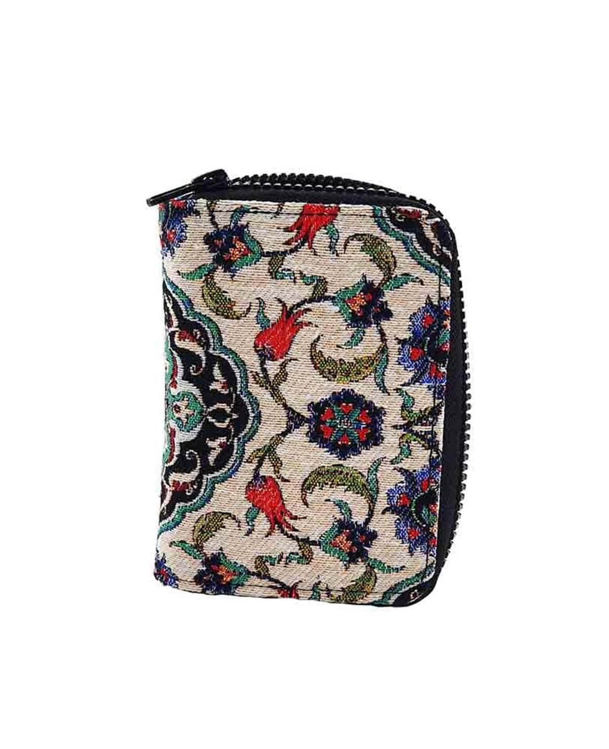 Osmanlı Motifli Goblen Dokuma Çok Gözlü Fermuarlı Cüzdanı