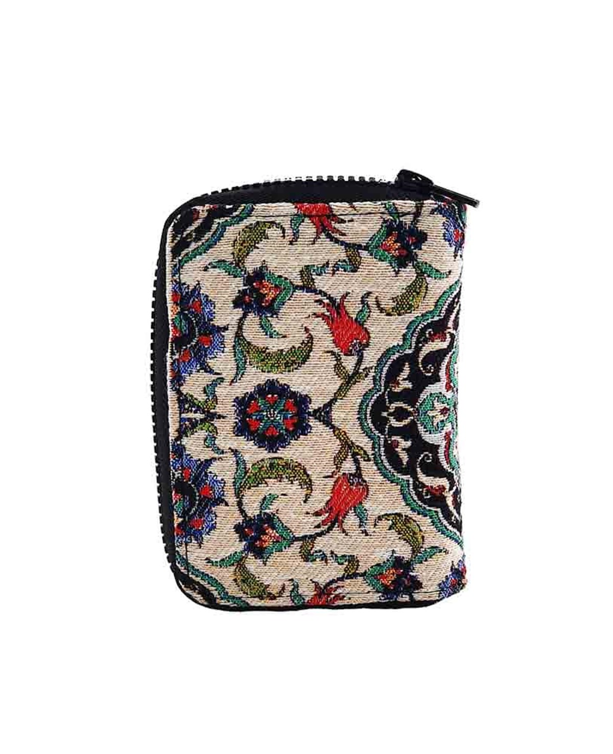 Osmanlı Motifli Goblen Dokuma Çok Gözlü Fermuarlı Cüzdanı