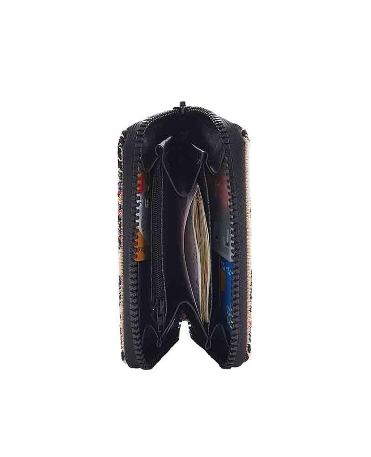 Osmanlı Motifli Goblen Dokuma Çok Gözlü Fermuarlı Cüzdanı