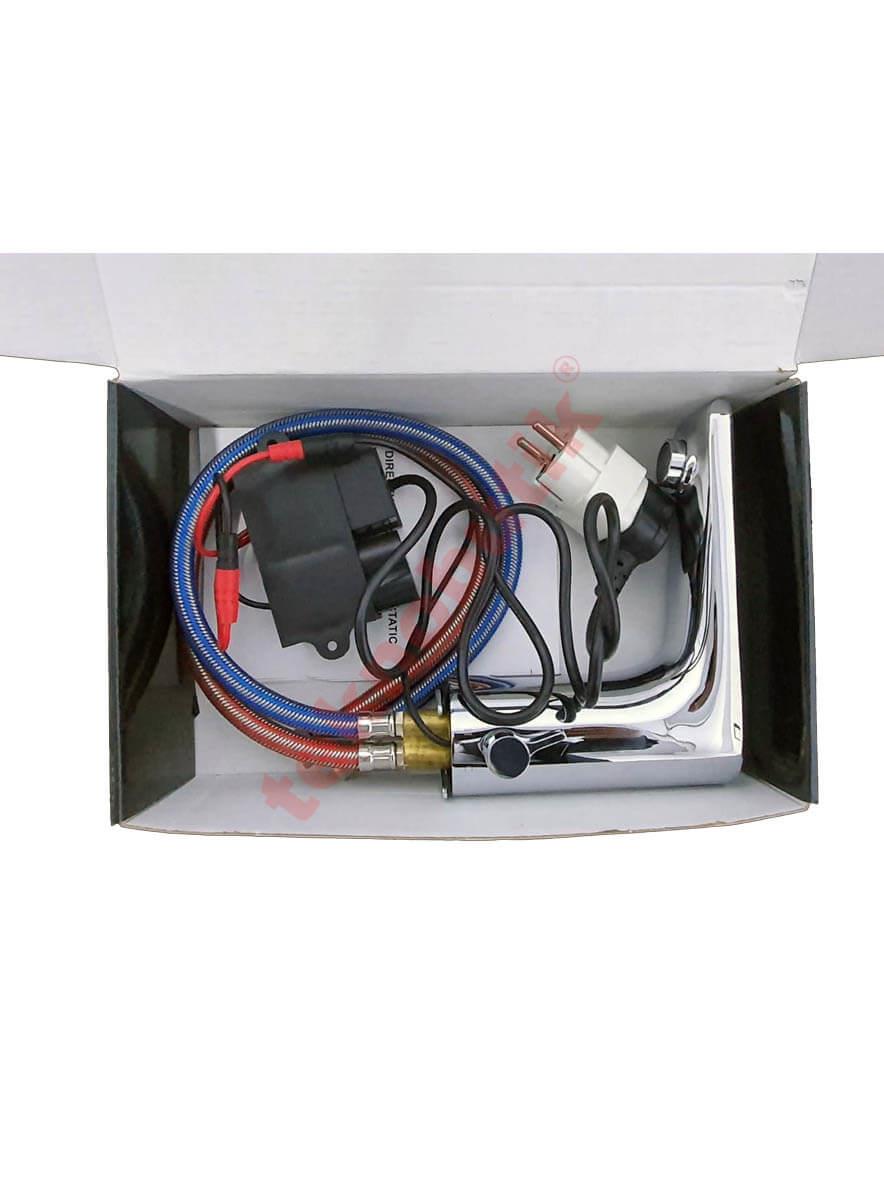 Plüto Çift Su Girişli Fotoselli Pilli Elektrikli Lavabo Bataryası