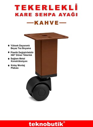 1 Adet 15cm Boy Kahve Kare Plastik Tekerlekli Mobilya Sehpa Ayağı Teknobutik.com'da