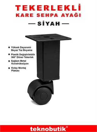 1 Adet 15cm Boy Siyah Kare Plastik Tekerlekli Mobilya Sehpa Ayağı Teknobutik.com'da