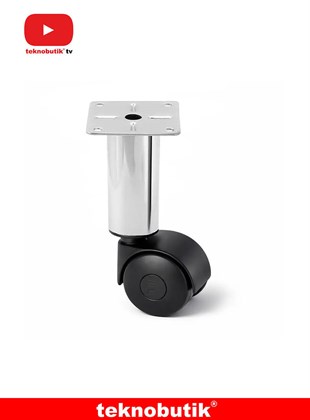 15cm Çap32mm Metal Gövdeli Plastik Tekerlekli Mobilya Baza Sehpa Ayağı