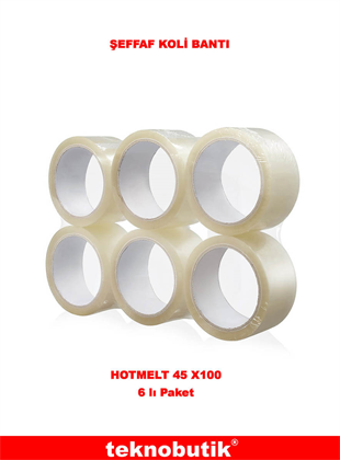 45x100 Hotmelt Şeffaf Koli Bantı 6 lı Paket
