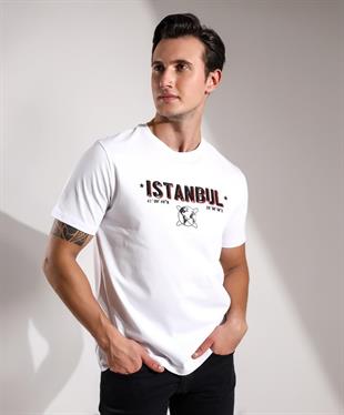İstanbul Koordinatları Kabartma Baskılı Regular T-shirt