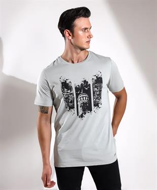 İstanbul Galata Kulesi Baskılı Regular Kalıp T-shirt