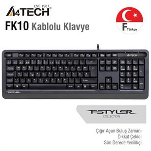 A4 Tech FK10 F Kablolu MM Klavye Gri USB Teknobutik.com'da