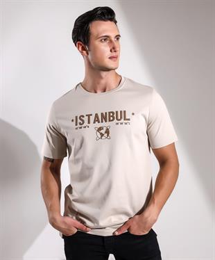 İstanbul Koordinatları Kabartma Baskılı Regular T-shirt