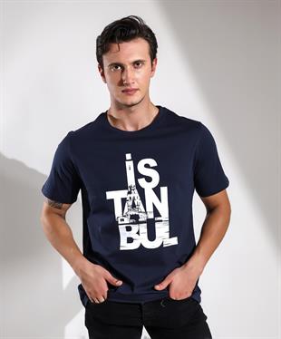 Tasarımlı İstanbul  Baskılı Regular Kalıp T-shirt