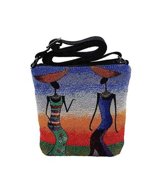 Afrikalı Kadınlar Desenli Goblen Dokuma Postacı Çantası