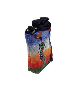 Afrikalı Kadınlar Desenli Goblen Dokuma Postacı Çantası