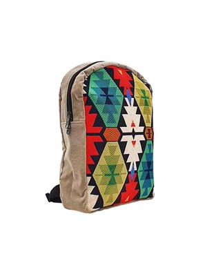 Baklava Kilim Desenli Goblen Dokuma Sırt Çantası