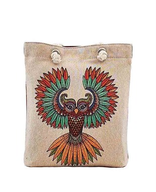 Baykuş Desenli Goblen Dokuma Heybe Çanta