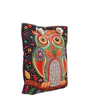 Baykuş Desenli Goblen Dokuma Heybe Çanta