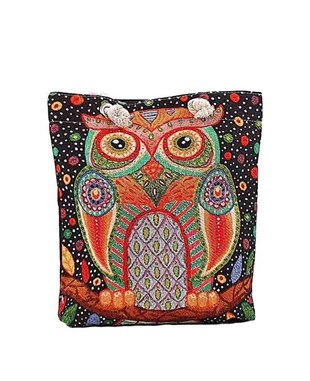 Baykuş Desenli Goblen Dokuma Heybe Çanta
