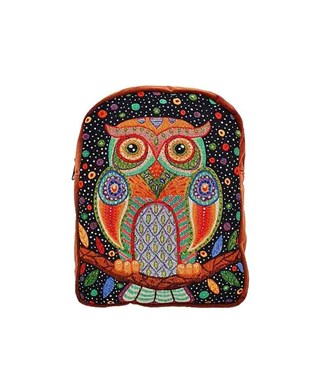 Gece Kuşu Desenli Goblen Dokuma Sırt Çantası