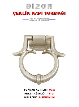 Bizon Saten Alüminyum Çelik Kapı Tokmağı Tak Tak Teknobutik.com'da