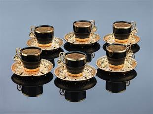 Busem Lal Elegans Kahve Seti 18 Parça-Altın