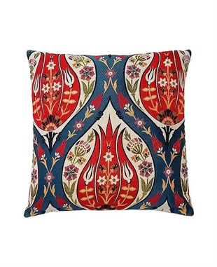 Büyük Lale Motifli 45x45 Goblen Dokuma Kırlent