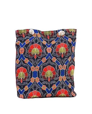 Çiçek Desenli Goblen Dokuma Heybe Çanta