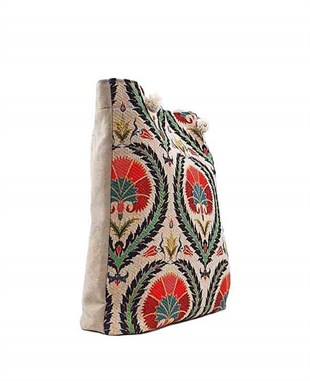 Çiçek Desenli Goblen Dokuma Heybe Çanta