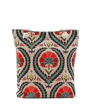 Çiçek Desenli Goblen Dokuma Heybe Çanta