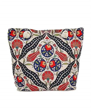 Çiçek Detaylı goblen Dokuma Plaj Çantası