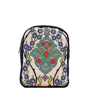 Çiçek Motifli Goblen Dokuma Sırt Çantası