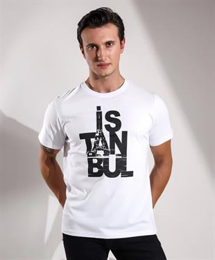 Tasarımlı İstanbul  Baskılı Regular Kalıp T-shirt