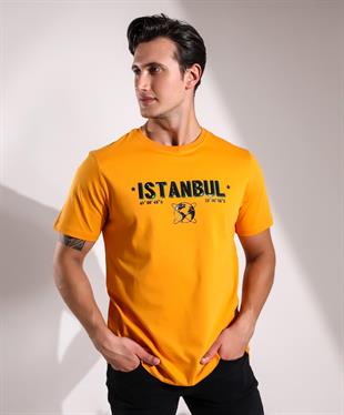 İstanbul Koordinatları Kabartma Baskılı Regular T-shirt