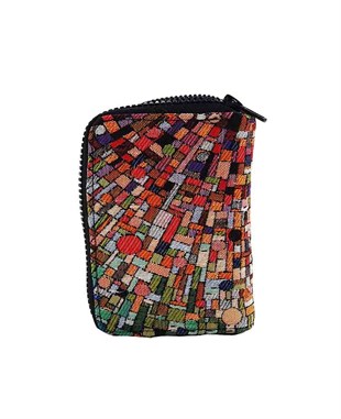 Etnik Desenli Çok Fonksiyonlu Fermuarlı El Cüzdanı