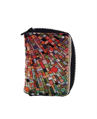 Etnik Desenli Çok Fonksiyonlu Fermuarlı El Cüzdanı